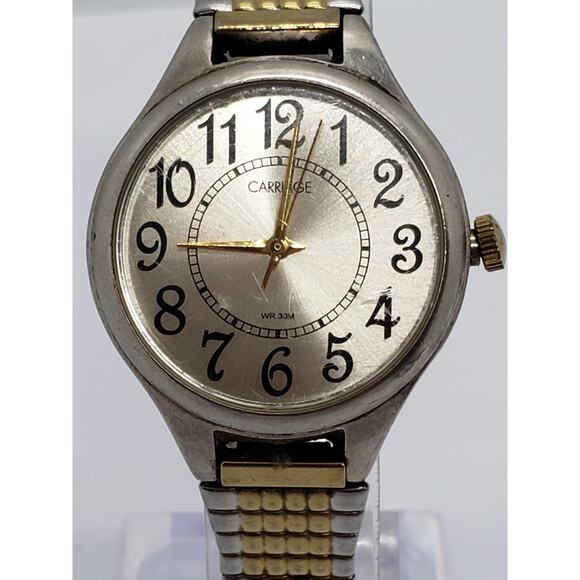 Carriage by Timex men' watch. Gold face with black accents. Water resistant - Picture 1 of 8